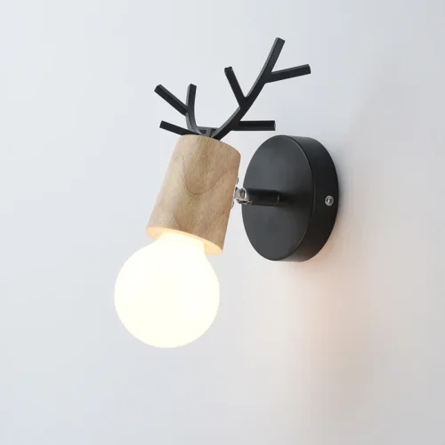 Бра с рожками DEER A Wood/Black 181043-26 ImperiumLoft чёрный на 1 лампу, основание чёрное в стиле скандинавский современный фото 3