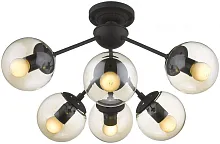 Люстра потолочная Bolita WE236.06.027 Wertmark прозрачная на 6 ламп, основание чёрное в стиле современный шар