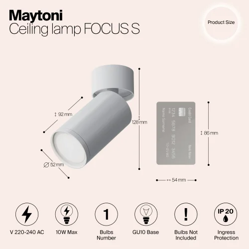Светильник накладной Focus S C050CL-U-1W Maytoni белый на 1 лампу, основание белое в стиле современный хай-тек круглый фото 4