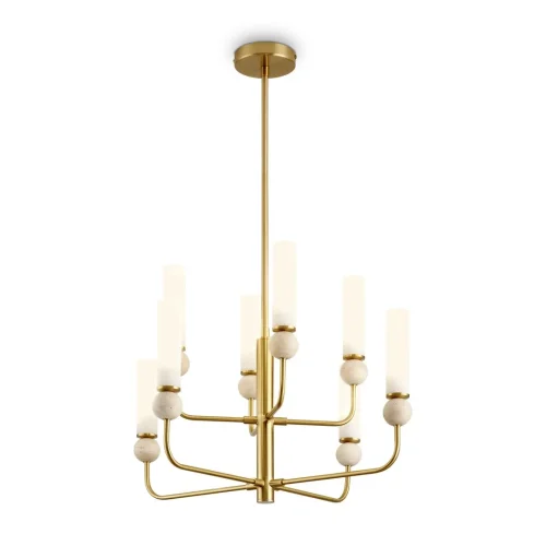 Люстра на штанге Sunspot FR5482CL-08BS Freya белая на 8 ламп, основание латунь в стиле современный фото 5 Люстра на штанге Sunspot FR5482CL-08BS Freya белая на 8 ламп, основание латунь в стиле современный фото 5