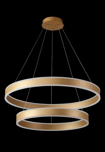 Люстра подвесная LED с пультом MUCHOS SP123W LED D600+800 GOLD Crystal Lux золотая на 1 лампа, основание золотое в стиле современный с пультом кольца фото 2