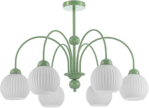 Люстра потолочная Flora MR2271-6С MyFar белая на 6 ламп, основание зелёное в стиле современный 