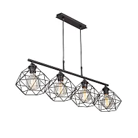 Светильник подвесной V4269-1/4S Vitaluce без плафона на 4 лампы, основание чёрное в стиле лофт 