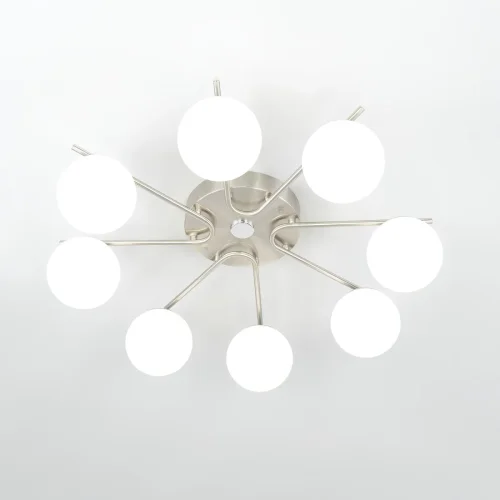 Люстра потолочная LED с пультом Адам CL228A181 Citilux белая на 8 ламп, основание матовое хром в стиле современный молекула шар яндекс алиса с пультом фото 4