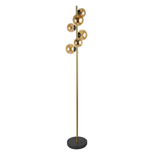 Торшер Gemini A2243PN-6PB Arte Lamp янтарный медь на 6 ламп, основание чёрное в стиле современный 