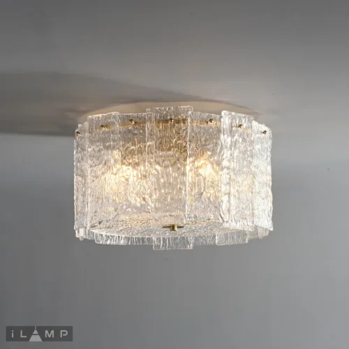Люстра потолочная Manhattan C6315-D600 BR iLamp прозрачная на 6 ламп, основание латунь в стиле классический  фото 3