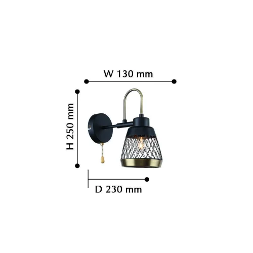 Бра с выключателем лофт Entresol 2346-1W F-promo латунь чёрный на 1 лампа, основание чёрное в стиле лофт  фото 3