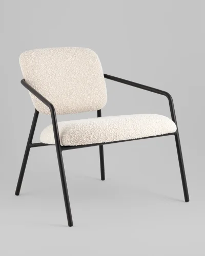 Кресло лаунж Rooney, белый УТ000039354 Stool Group, белый/букле, ножки//чёрный, размеры - ****700*710мм