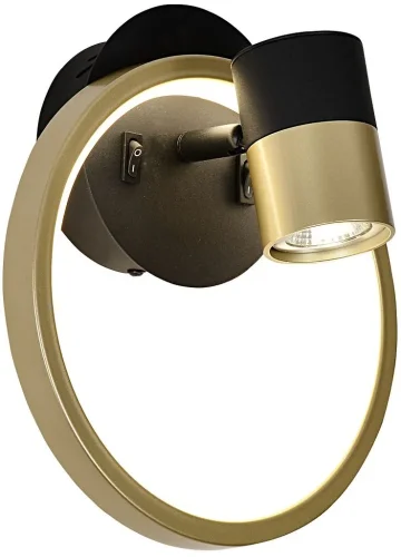 Бра с выключателем Ruedo 4168-2W F-promo матовый золото чёрный на 1 лампа, основание матовое золото чёрное в стиле современный для чтения