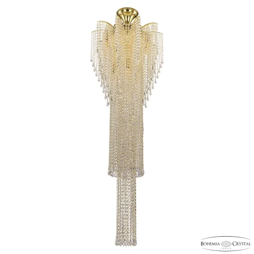 Люстра каскадная хрустальная 77321/50-150 G Bohemia Ivele Crystal прозрачная на 17 ламп, основание золотое в стиле классический drops