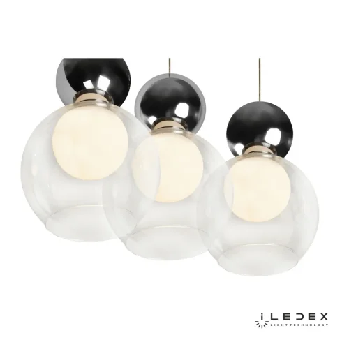 Светильник подвесной LED Blossom C4476-3R CR iLedex прозрачный 1 лампа, основание хром в стиле современный хай-тек каскад шар фото 4
