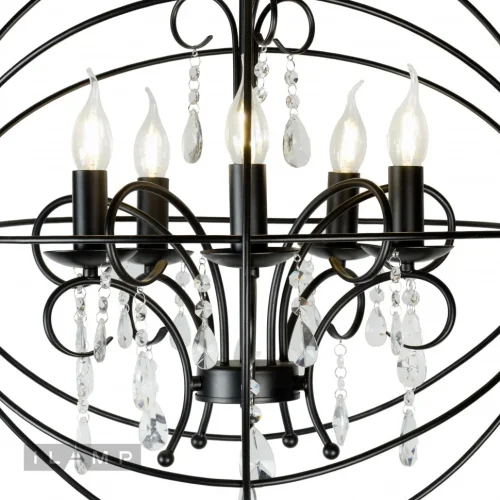 Люстра подвесная Life 8774-5 BK iLamp чёрная на 5 ламп, основание чёрное в стиле современный американский лофт  фото 3