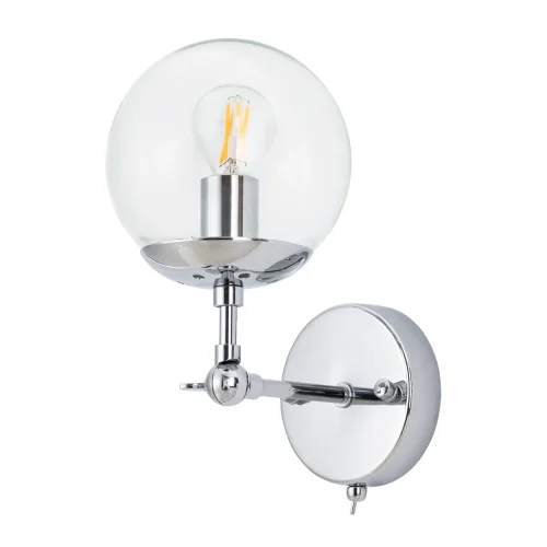 Бра с выключателем Bolla A1664AP-1CC Arte Lamp прозрачный на 1 лампа, основание хром в стиле лофт современный молекула