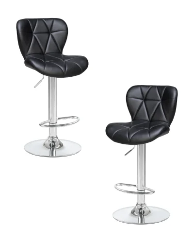 Стул барный набор 2 шт. SET-2 5022-LM BARNY, цвет сиденья черный, цвет основания хром Dobrin, /экокожа, ножки/металл/хром, размеры - 890*1100***460*540