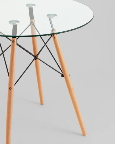 Стол круглый EAMES DSW NEW D=80, стеклянный на деревянных ножках УТ000039068 Stool Group столешница прозрачная из стекло фото 5