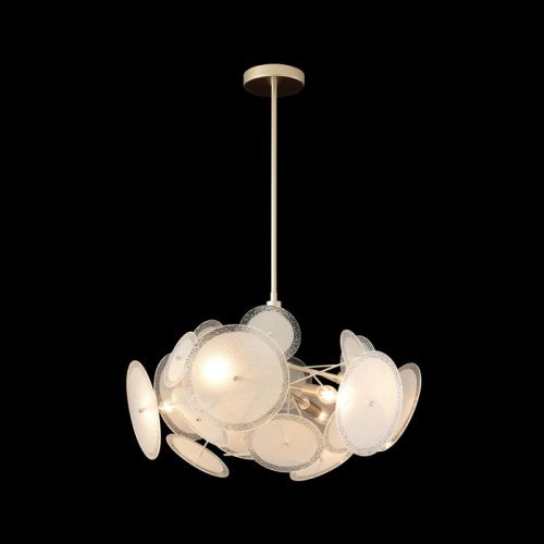 Люстра на штанге DANDELION SP6 GOLD Crystal Lux белая на 6 ламп, основание золотое в стиле современный фото 2