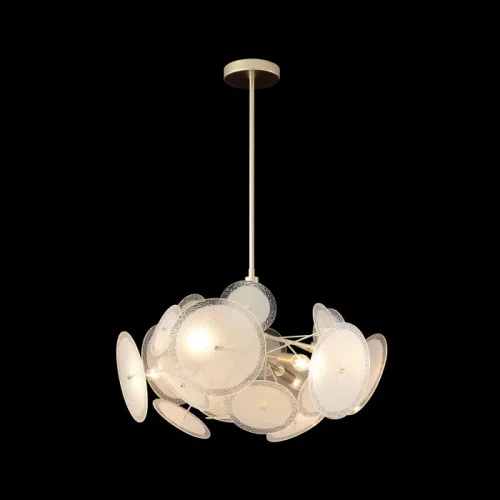 Люстра на штанге DANDELION SP6 GOLD Crystal Lux белая на 6 ламп, основание золотое в стиле современный фото 2 Люстра на штанге DANDELION SP6 GOLD Crystal Lux белая на 6 ламп, основание золотое в стиле современный фото 2
