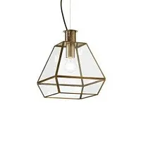 Светильник подвесной ORANGERIE SP1 SMALL Ideal Lux прозрачный на 1 лампу, основание бронзовое в стиле кантри 