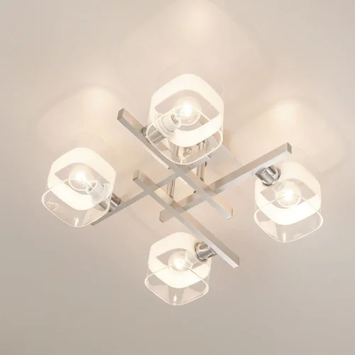 Люстра потолочная Вирта CL139240 Citilux прозрачная на 4 лампы, основание матовое хром в стиле современный  фото 2