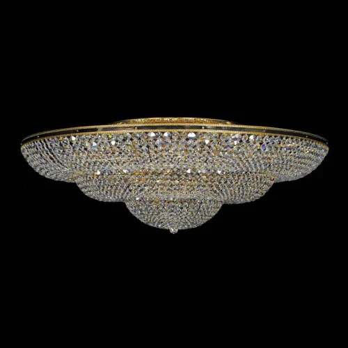 Люстра хрустальная потолочная 2ух ярусная Madena E 1.8.150.101 G Dio D'Arte прозрачная на 33 лампы, основание золотое в стиле классический 