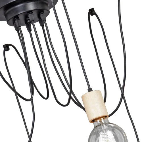 Светильник подвесной V4547-1/6PL Vitaluce без плафона 6 ламп, основание чёрное в стиле лофт паук фото 2