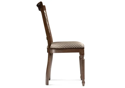 Деревянный стул Байона орех / ромб 490635 Woodville, коричневый/ткань, ножки/массив бука дерево/орех, размеры - ****500*580 фото 3