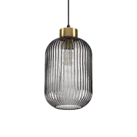 Светильник подвесной MINT-3 SP1 FUME' Ideal Lux чёрный серый 1 лампа, основание чёрное в стиле современный выдувное