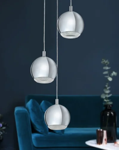 Светильник подвесной CONESSA 95913 Eglo серый прозрачный 3 лампы, основание хром серое в стиле современный  фото 2