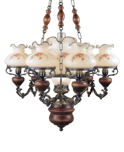 Люстра подвесная  L 636/6+1 Reccagni Angelo бежевая на 7 ламп, основание коричневое бронзовое в стиле классический выдувное фото 3
