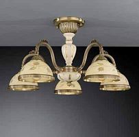 Люстра потолочная  PL 6828/5 Reccagni Angelo жёлтая на 5 ламп, основание античное бронза в стиле классический кантри 