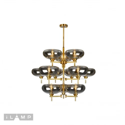 Люстра потолочная Rivoli 6607/12 GD iLamp чёрная на 12 ламп, основание золотое в стиле современный американский 