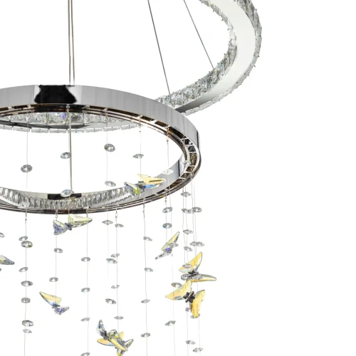 Люстра подвесная LED с пультом Etera CL322060 Citilux прозрачная на 1 лампу, основание хром в стиле современный хай-тек флористика с пультом кольца фото 8