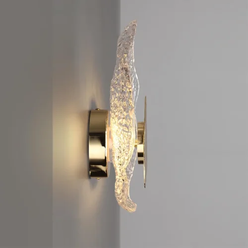 Бра LED Coralla 5460/12WLA Odeon Light прозрачный на 1 лампу, основание золотое в стиле современный флористика арт-деко отражённый свет фото 5