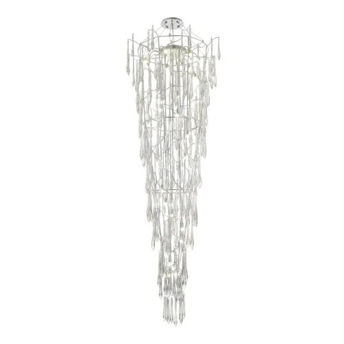 Люстра каскадная Teardrops SL1660.103.25 ST-Luce прозрачная на 25 ламп, основание хром в стиле флористика современный ветви
