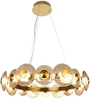 Люстра подвесная LED Claros 4641-16P Favourite янтарная на 16 ламп, основание латунь в стиле современный 