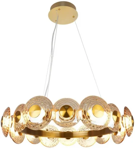 Люстра подвесная LED Claros 4641-16P Favourite янтарная на 16 ламп, основание латунь в стиле современный 