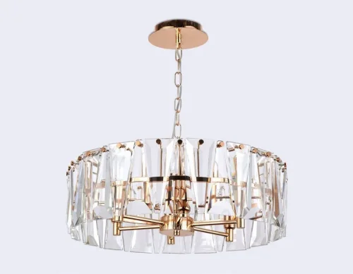 Люстра подвесная TR5172 Ambrella light прозрачная на 6 ламп, основание золотое в стиле современный классический  фото 3