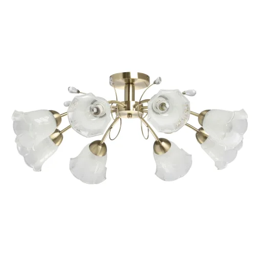 Люстра потолочная Флора 670011108 DeMarkt белая на 8 ламп, основание латунь в стиле классический флористика 