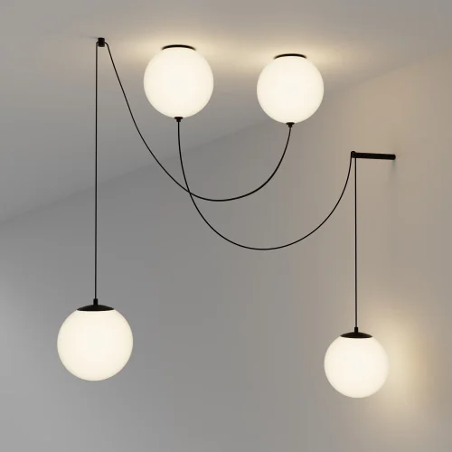 Светильник подвесной LED Twins MOD427PL-L20B3K1 Maytoni белый на 1 лампу, основание чёрное в стиле современный шар фото 5
