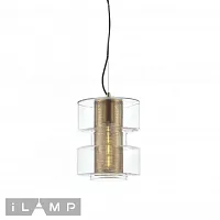 Светильник подвесной Brick P7555-1 GD iLamp прозрачный 1 лампа, основание золотое в стиле современный 