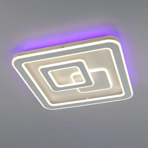Люстра потолочная LED с пультом Квест CL739B150E Citilux белая на 1 лампа, основание белое в стиле современный с пультом квадраты фото 5