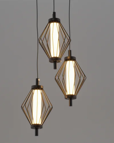 Светильник подвесной LED Eloise V11353-PL Moderli белый чёрный на 3 лампы, основание чёрное в стиле современный каскад фото 3