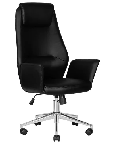 Офисное кресло для руководителя 126B-LMR COLTON, цвет черный Dobrin, чёрный/экокожа, ножки/металл/хром, размеры - 1125*1225***650*650