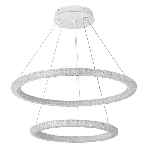 Люстра подвесная с пультом LED LAMPS 81292 Natali Kovaltseva белая на 1 лампу, основание белое в стиле современный хай-тек с пультом кольца яндекс алиса сири фото 8