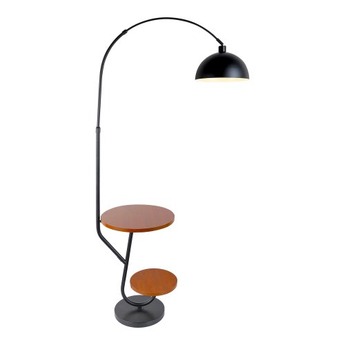 Торшер Franklin LSP-5030 Lussole изогнутый со столиком чёрный на 1 лампу, основание чёрное коричневое в стиле кантри лофт 