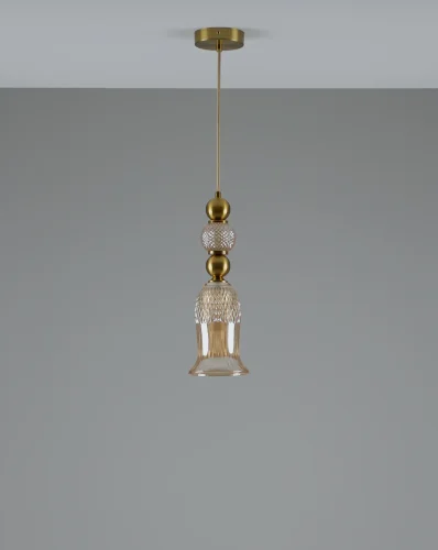 Светильник подвесной Glassy V10907-P Moderli прозрачный 1 лампа, основание золотое в стиле современный выдувное фото 2