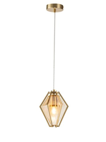 Светильник подвесной Vista V000134 Indigo янтарный 1 лампа, основание золотое в стиле скандинавский выдувное фото 3