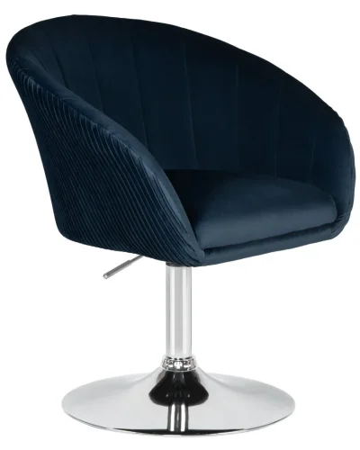 Кресло дизайнерское  8600-LM,  цвет сиденья синий велюр (1922-20), цвет основания хром Dobrin, синий/велюр, ножки/металл/хром, размеры - 750*900***600*570 фото 2