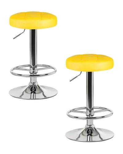 Набор 2 шт Табурет барный DOBRIN BRUNO (жёлтый) цвет сиденья желтый, цвет основания хром Dobrin, жёлтый/экокожа, ножки/металл/, размеры - 610*830****