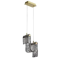 Светильник подвесной LED Flow 5106/11L Odeon Light серый дымчатый на 1 лампу, основание золотое в стиле арт-деко современный 